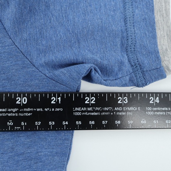 Johnnie O Hangin Out‎ Henley Mens Medium Shirt Gray Trim Blue Short Sleeve - Picture 5 of 7